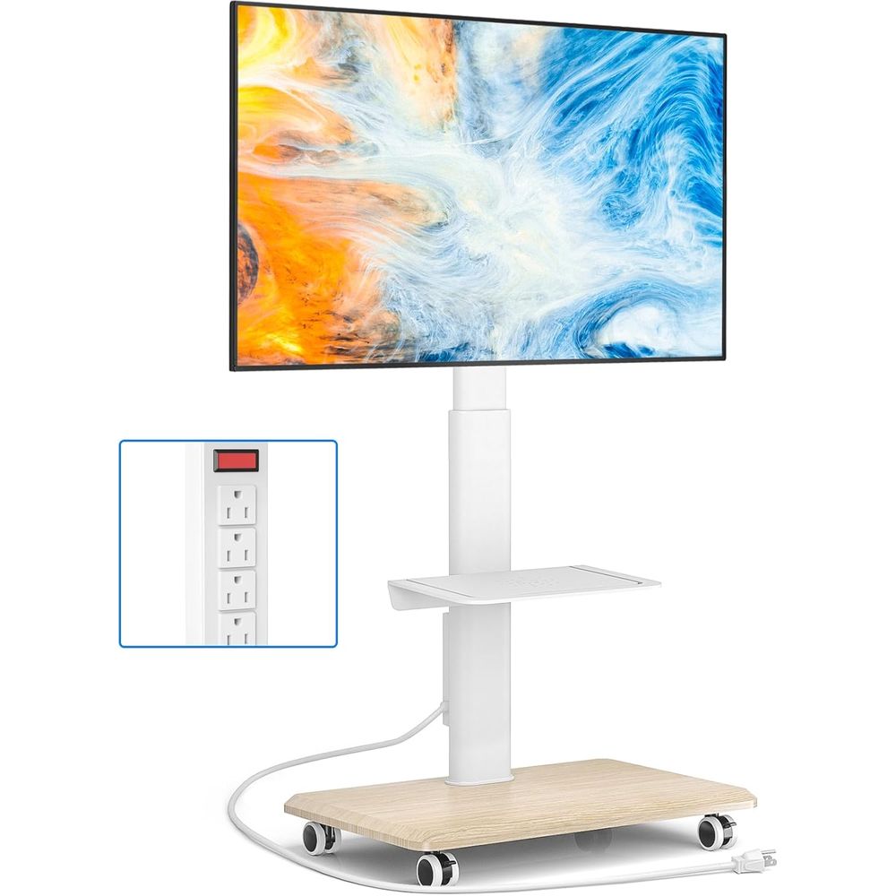 Sleek Rolling TV Stand with Po – Home Decor On Wheels Bewertung und Preis